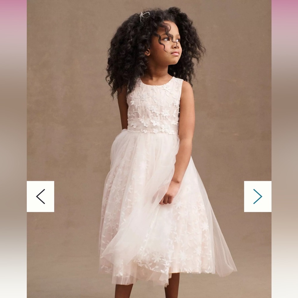 Anthropologie Princess Daliana Jessie Beaded Floral Tulle Flower Girl Dress